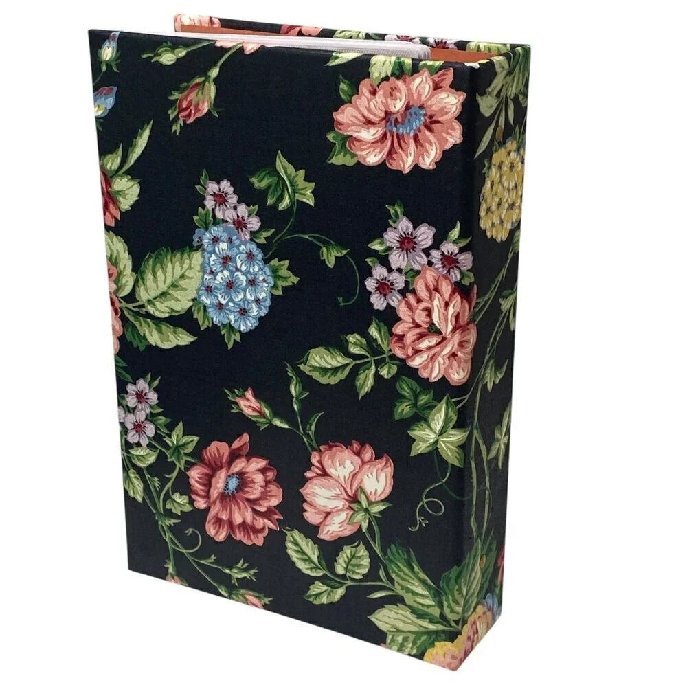 Large Photo Album Fabric Cover Black Floral F 216 photos 4x6 Refillable Binder
